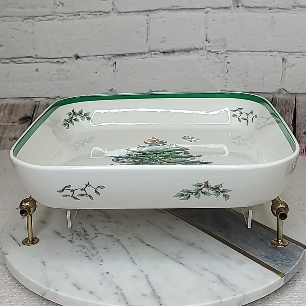 Spode Christmas Tree Classic Vintage Collectible Ceramic Square Buffet Dish